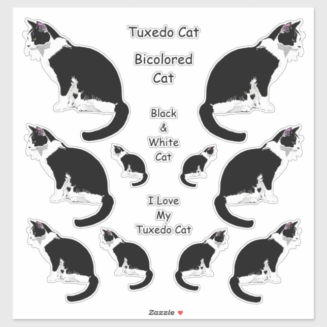 Tuxedo Cats Lg Pegatina Set (Hoja)