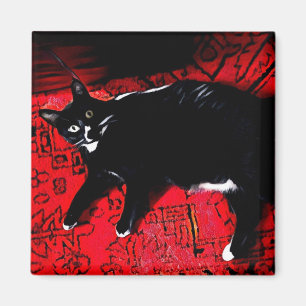 Tuxedo Kitty en el imán de la alfombra roja