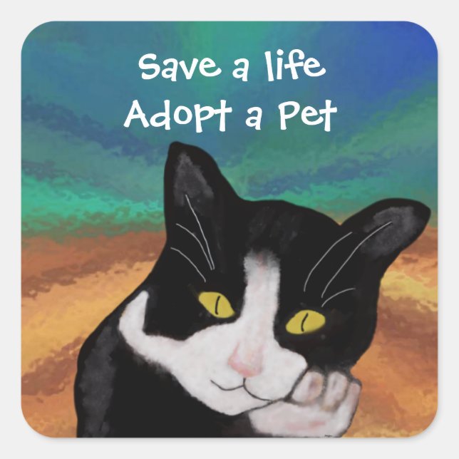 Tuxedo, Pegatinas de adopción del gato Mascota (Anverso)