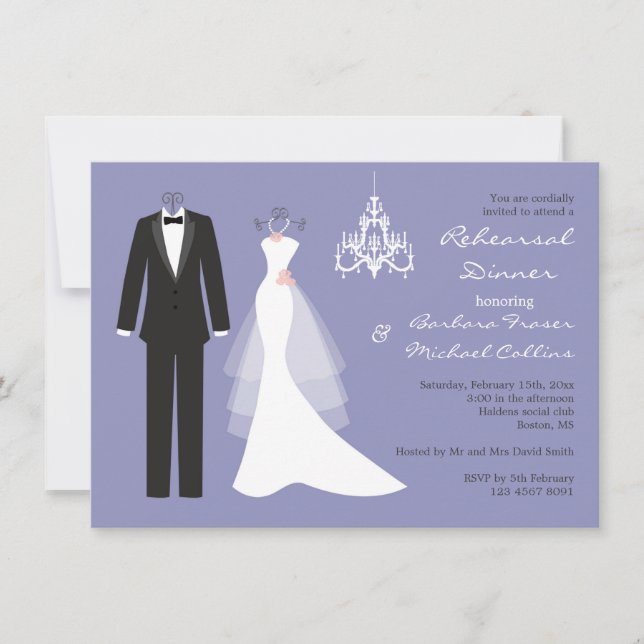 Tuxedo, vestido en violeta invitación a cenar ensa (Anverso)