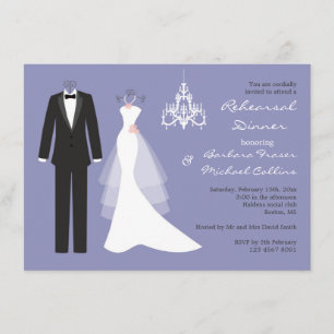 Tuxedo, vestido en violeta invitación a cenar ensa