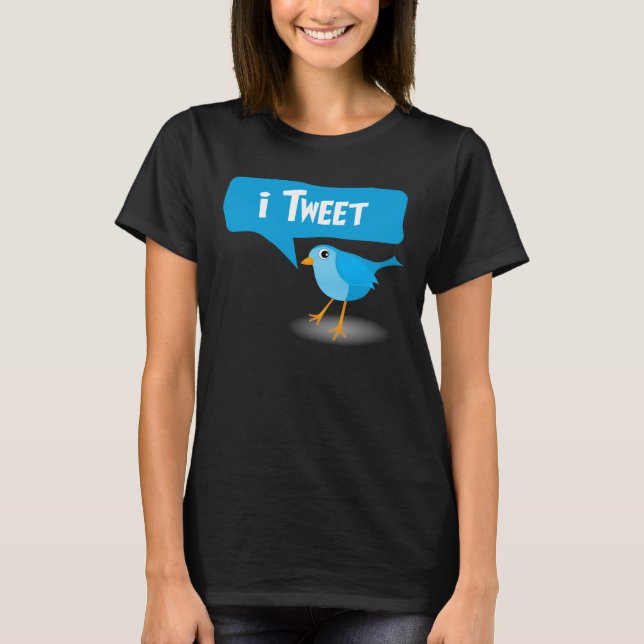 Tweet Cute Blue Twitter Bird Camisetas para damas (Anverso)