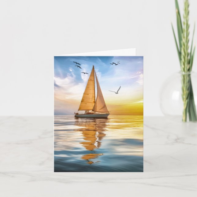 Twilight Sailboat and Seagulls Nautical (Anverso)