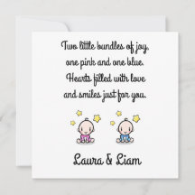 Twin Baby Girl & Boy Felicitaciones Con Nombres,