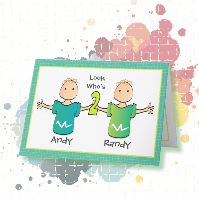 Twin Boy 2ª Adorable Tarjeta de Cumpleaños (Subido por el creador)