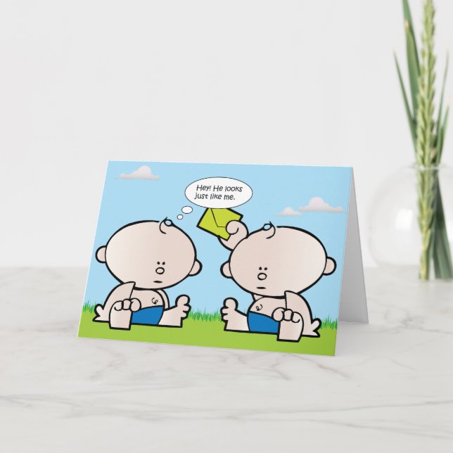 Twin Boy Babies Tarjeta de saludo (Anverso)