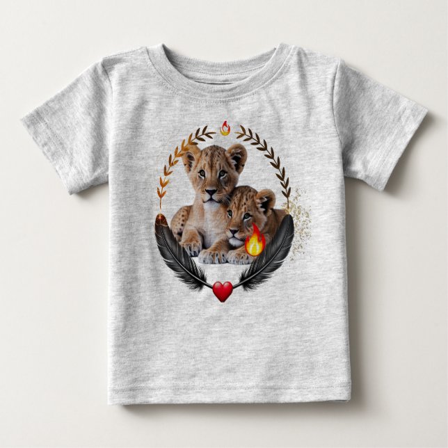 Twin Lion Cubs Baby Fine Jersey T-Shirt  (Anverso)