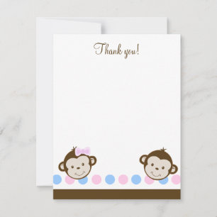 Twin Mod Monkeys boy/chica 4x5 Flat Gracias nota