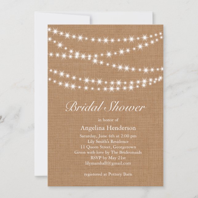 Twinkle ilumina la invitación a la ducha de novia  (Anverso)