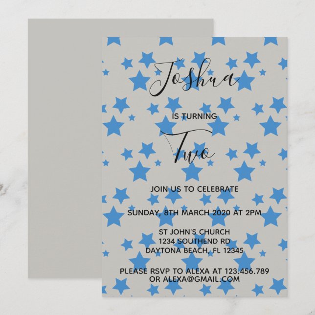 Twinkle Invitación al cumpleaños de Little Star Bo (Anverso / Reverso)