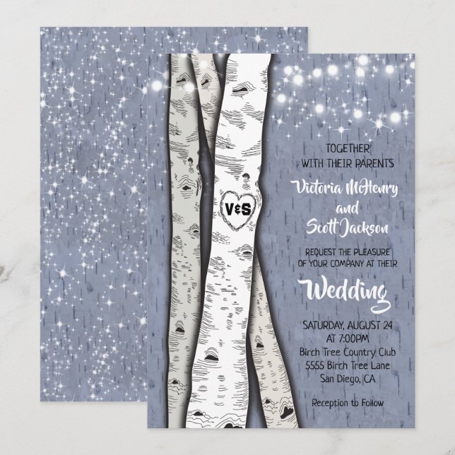 Twinkle Light Invitaciones a la boda de Birch Tree (Anverso / Reverso)