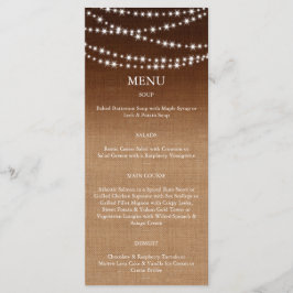 Twinkle LIghts Menu on Shaded Burlap