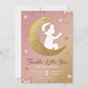 Twinkle Little Star Baby Girl Invitación a la duch