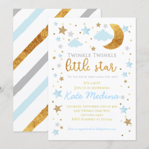 Twinkle Little Star Baby Shower Invitación Boy Blu