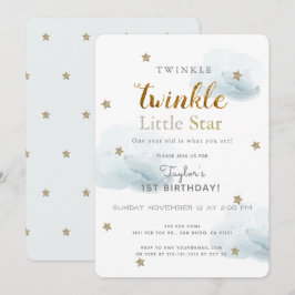 Twinkle Little Star Blue Invitación de cumpleaños