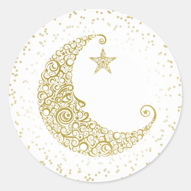 Twinkle Little Star Gold Moon Pegatina White (Anverso)