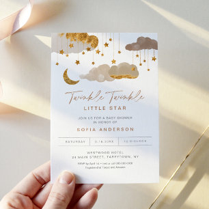 Twinkle Little Star Invitación Baby Shower Neutral