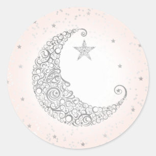 Twinkle Little Star Luna Plateada Calcomanía Rosa