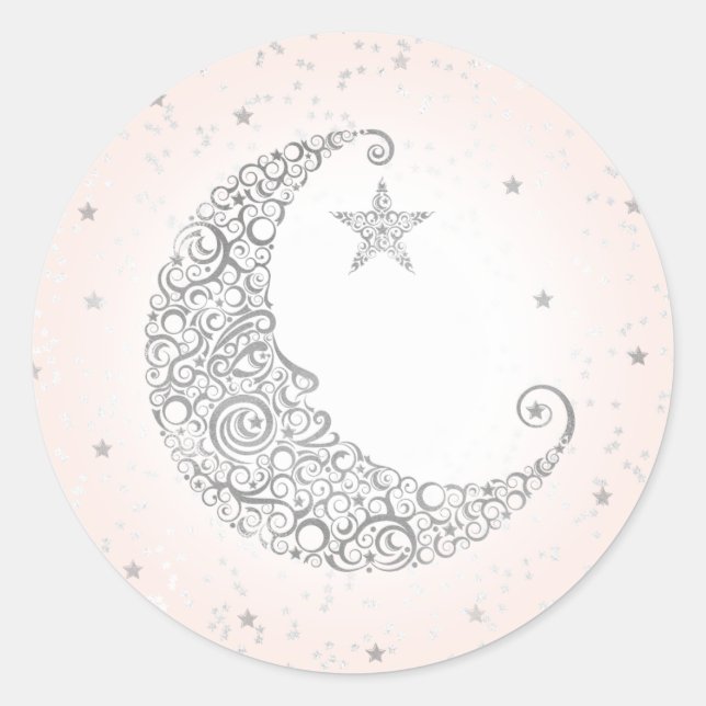 Twinkle Little Star Luna Plateada Calcomanía Rosa (Anverso)