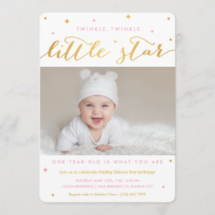 Twinkle Little Star Primer Chica de invitación por