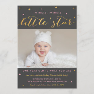 Twinkle Little Star Primer Chica de invitación por
