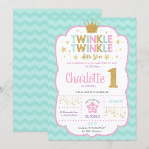 Twinkle Little Star Primer Chica de la invitación 