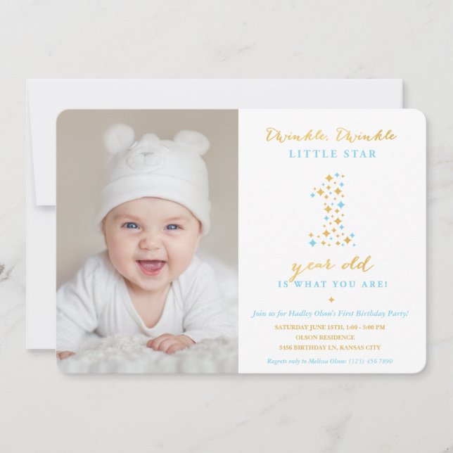 Twinkle Little Star Primer niño de invitaciones de (Anverso)