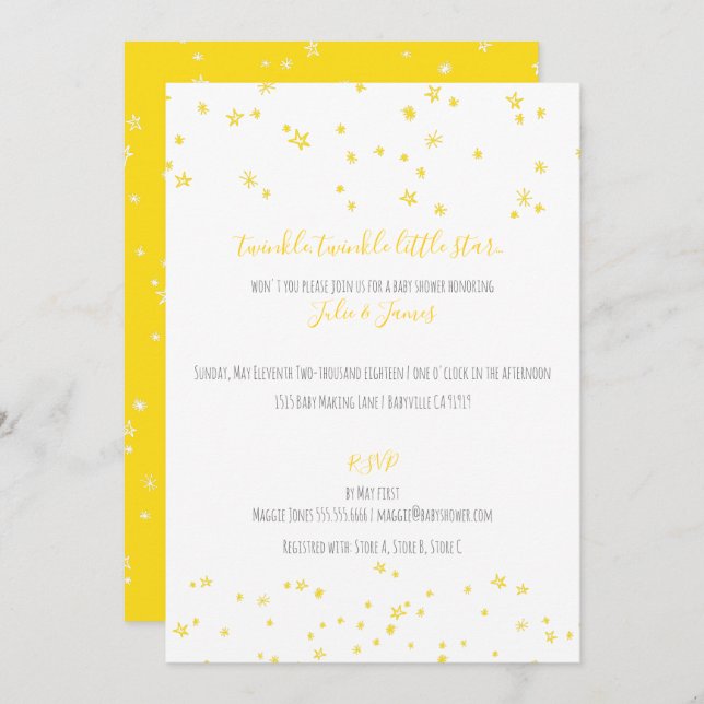 Twinkle Little Stars Baby Shower Invitaciones (Anverso / Reverso)