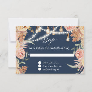 Twinkle Luces Naval Floral Rosa Faded Foliage RSVP