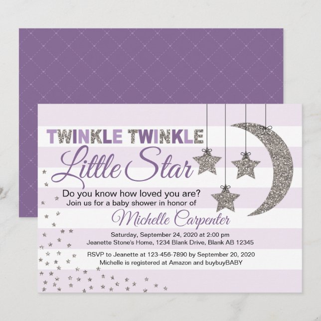 Twinkle pequeña estrella chica de la invitación a  (Anverso / Reverso)