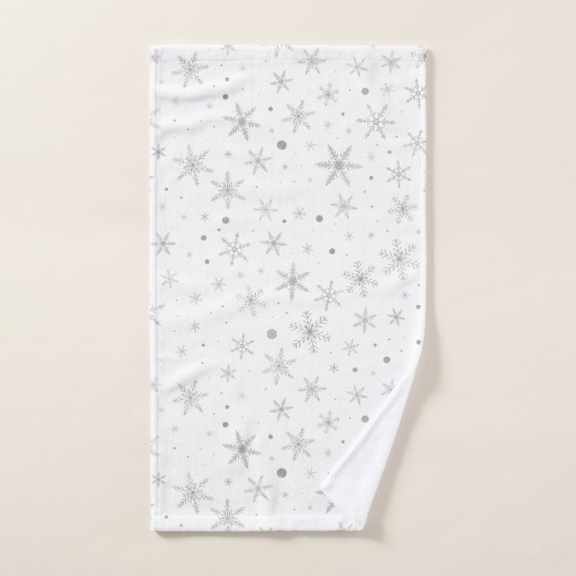 Twinkle Snowflake - Blanco y gris plateado (Toalla de mano)