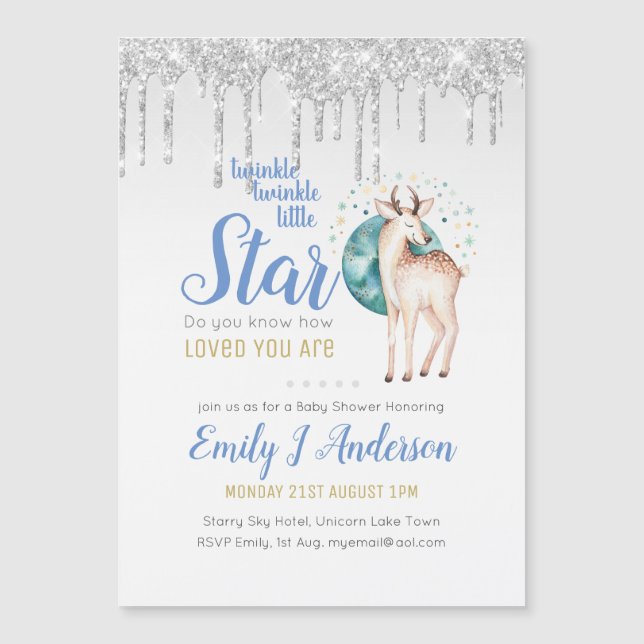 TWINKLE Star Dripping Purpurina Woodland Deer Baby (Anverso)