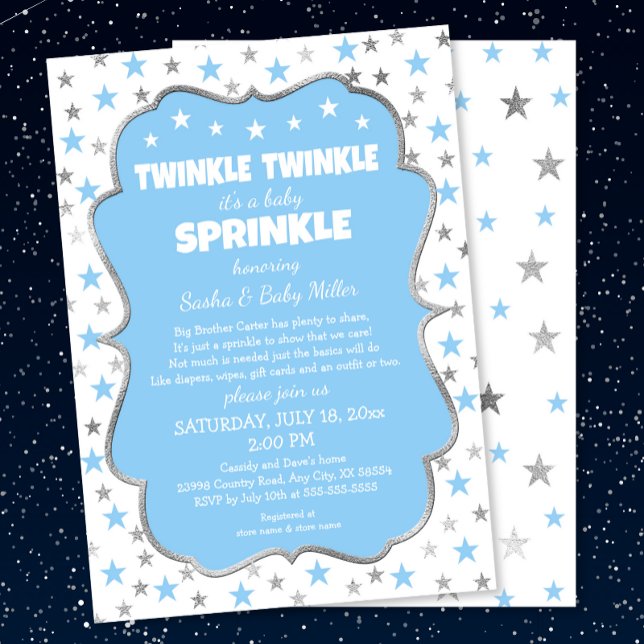 Twinkle Stars Baby Sprinkle boy invitaciones (Subido por el creador)