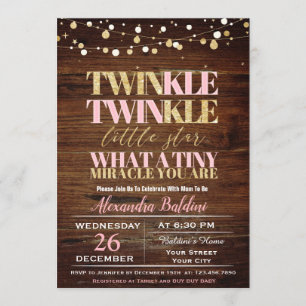 Twinkle Twinkle Baby Shower Invitación a Chicas
