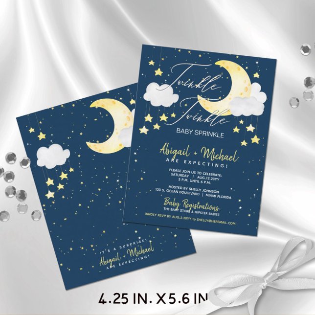 Twinkle Twinkle Budget Invitación de Baby Shower (Budget-Friendly "Twinkle Twinkle Baby Sprinkle" Gender-Neutral Baby Shower Invitation (4.25x5.6 in.))