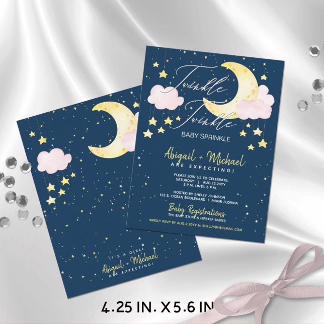 Twinkle Twinkle Chica Presupuesto Invitación a Bab (Budget-Friendly Twinkle Twinkle Baby Sprinkle Baby Girl Shower Invitation (4.25 x 5.6) )