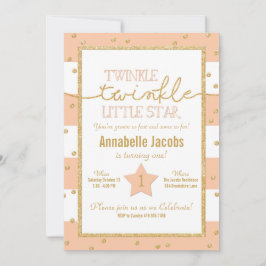 Twinkle Twinkle Coral y Invitación de cumpleaños d