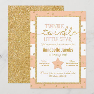 Twinkle Twinkle Coral y Invitación de cumpleaños d