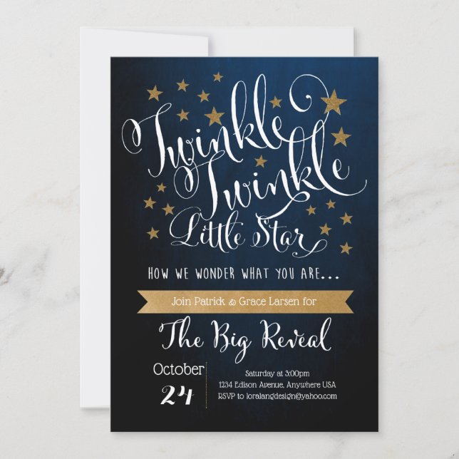Twinkle Twinkle Invitación a la Estrella Pequeña (Anverso)