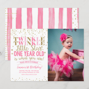Twinkle Twinkle Invitación a la foto de una pequeñ