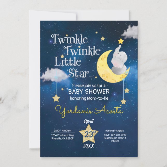 Twinkle Twinkle Invitación a una pequeña estrella  (Anverso)
