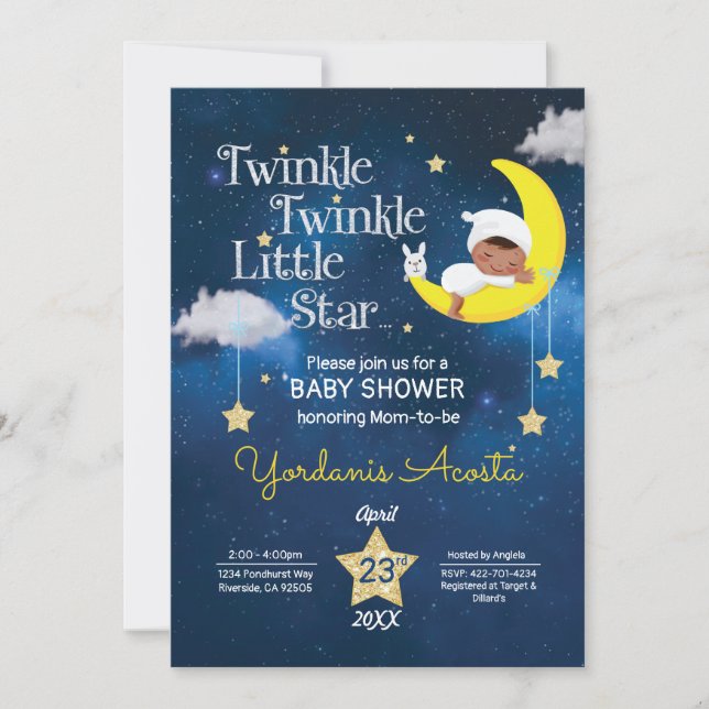 Twinkle Twinkle Invitación a una pequeña estrella  (Anverso)
