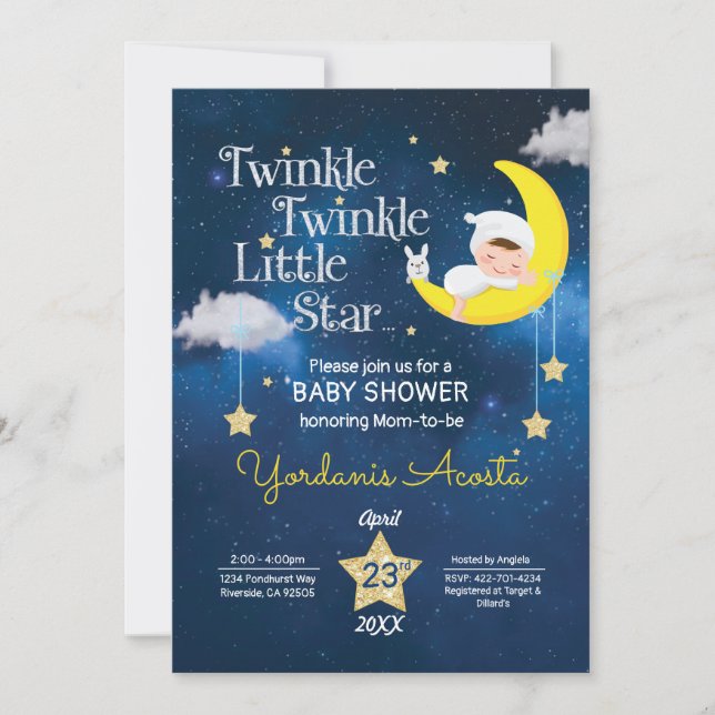 Twinkle Twinkle Invitación a una pequeña estrella  (Anverso)