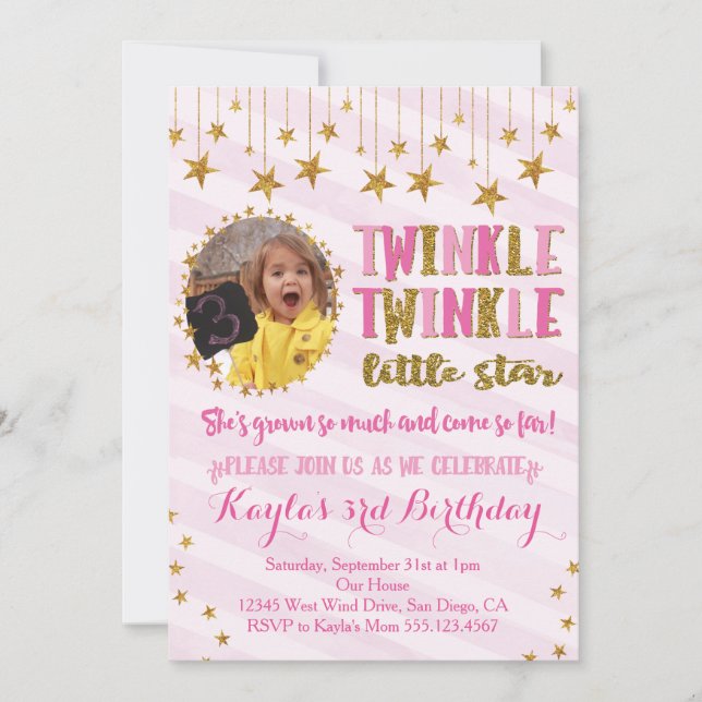 Twinkle Twinkle Invitación al cumpleaños de la peq (Anverso)