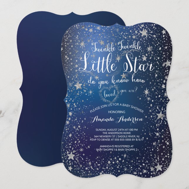 Twinkle Twinkle Invitación Baby Shower a Little St (Anverso / Reverso)