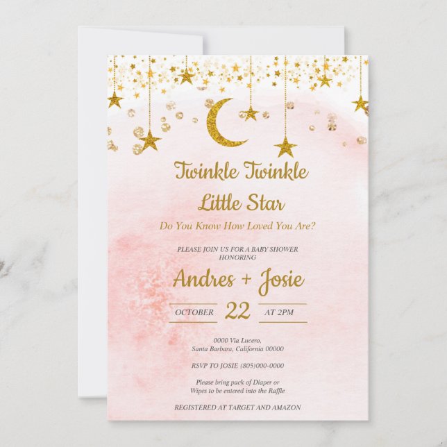Twinkle Twinkle Invitación Baby Shower a Little St (Anverso)