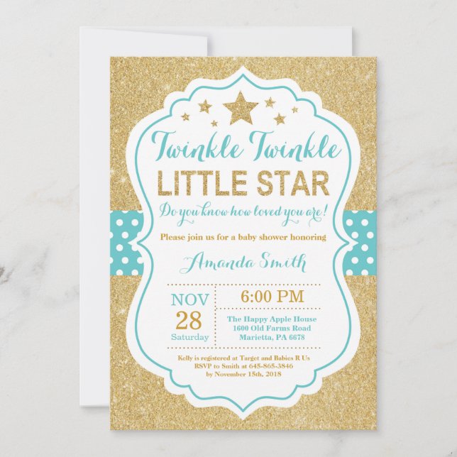 Twinkle Twinkle Invitación Baby Shower a Little St (Anverso)