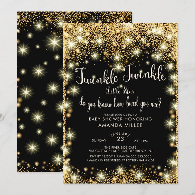 Twinkle Twinkle Invitación Baby Shower a Little St (Anverso / Reverso)