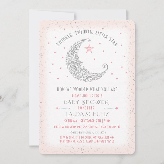 Twinkle Twinkle Invitación Baby Shower a Little St (Anverso)