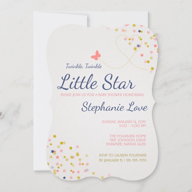 Twinkle Twinkle Invitación Baby Shower a Little St (Anverso)